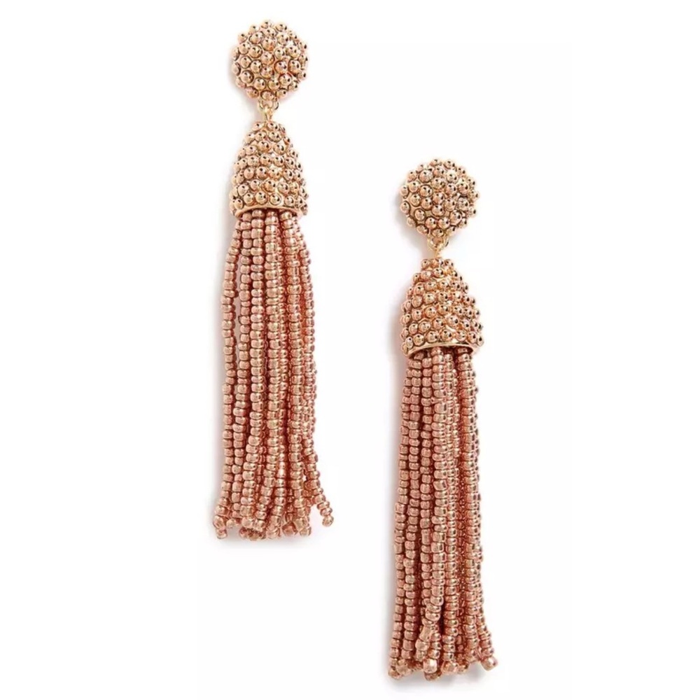 BaubleBar Rose Gold Beaded Tassel Drop Earrings